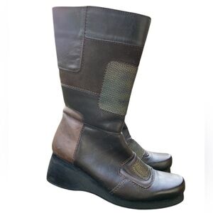 Naot Paradise Black Suede & Leather Mid-Calf Boot Sz 38